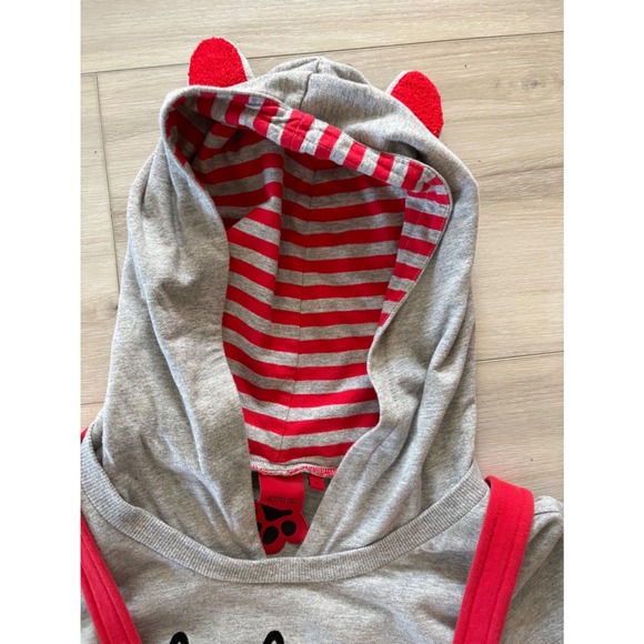 Azona Hoodie Dress w/ Suspenders | Gray & Red Novelty Sweatshirt Dress - Picture 9 of 11